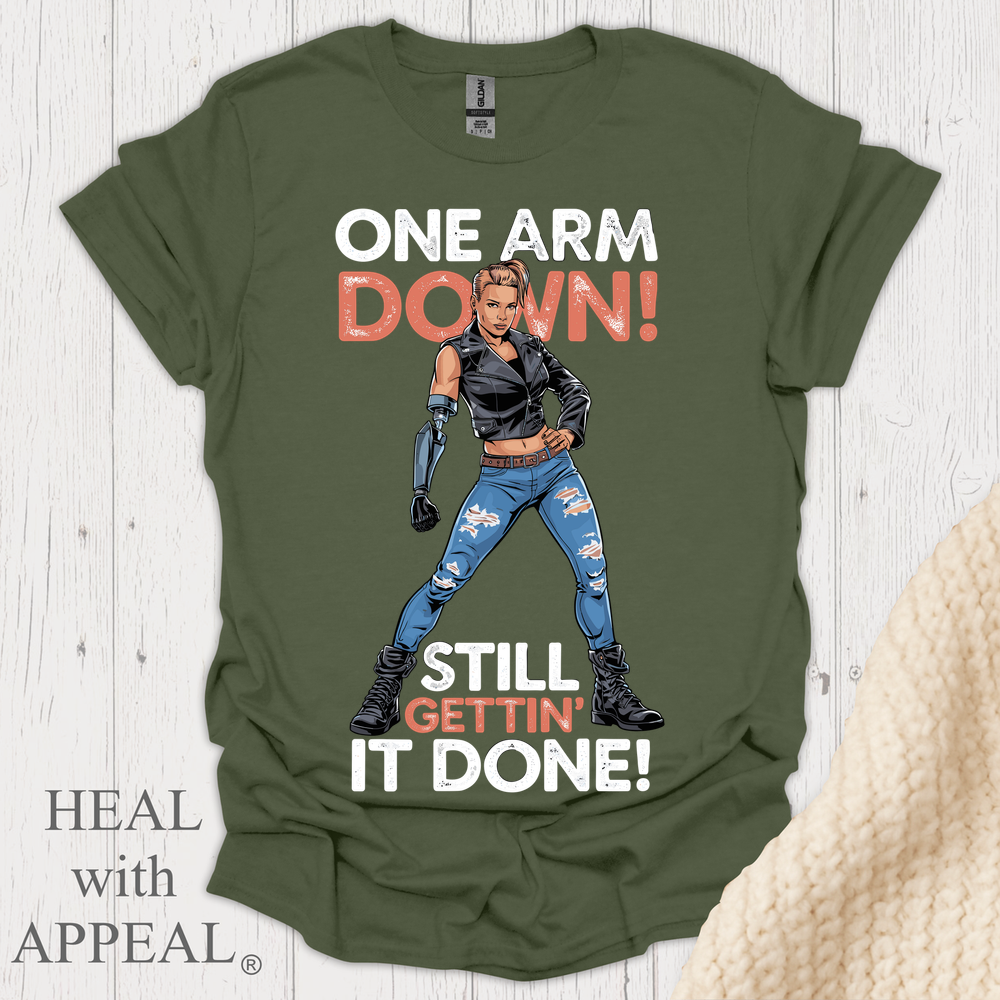 One Arm Down Woman V1 Print - Military Green