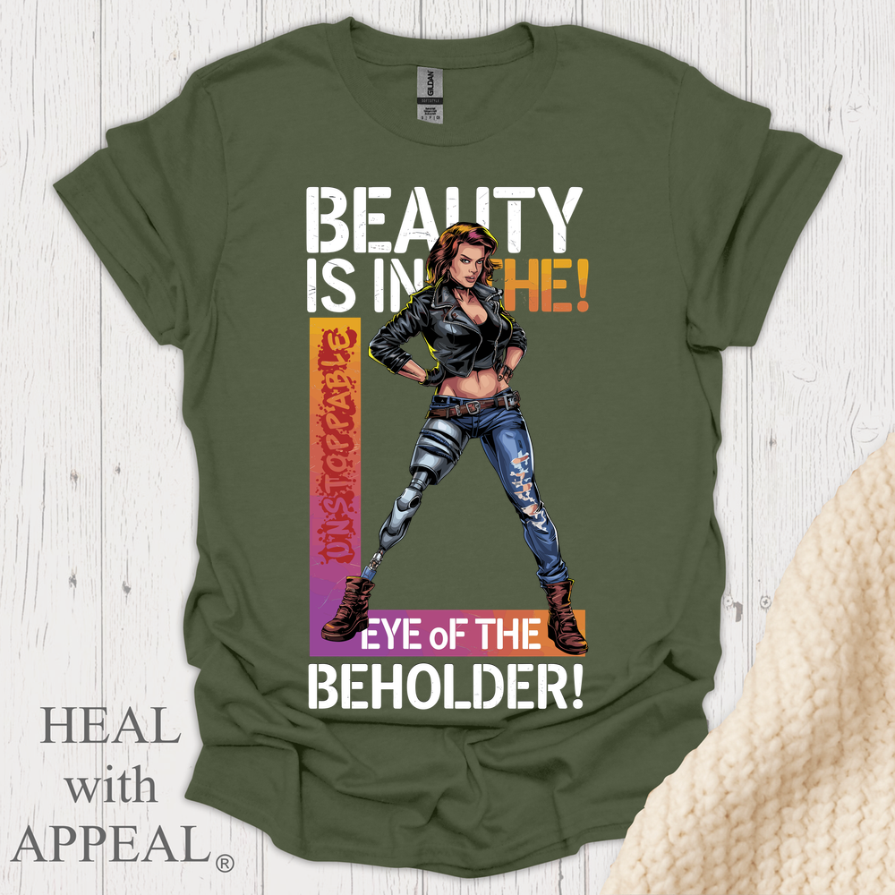 Beauty Is In The Eye Female Leg Amputee V2 Print - Military Green