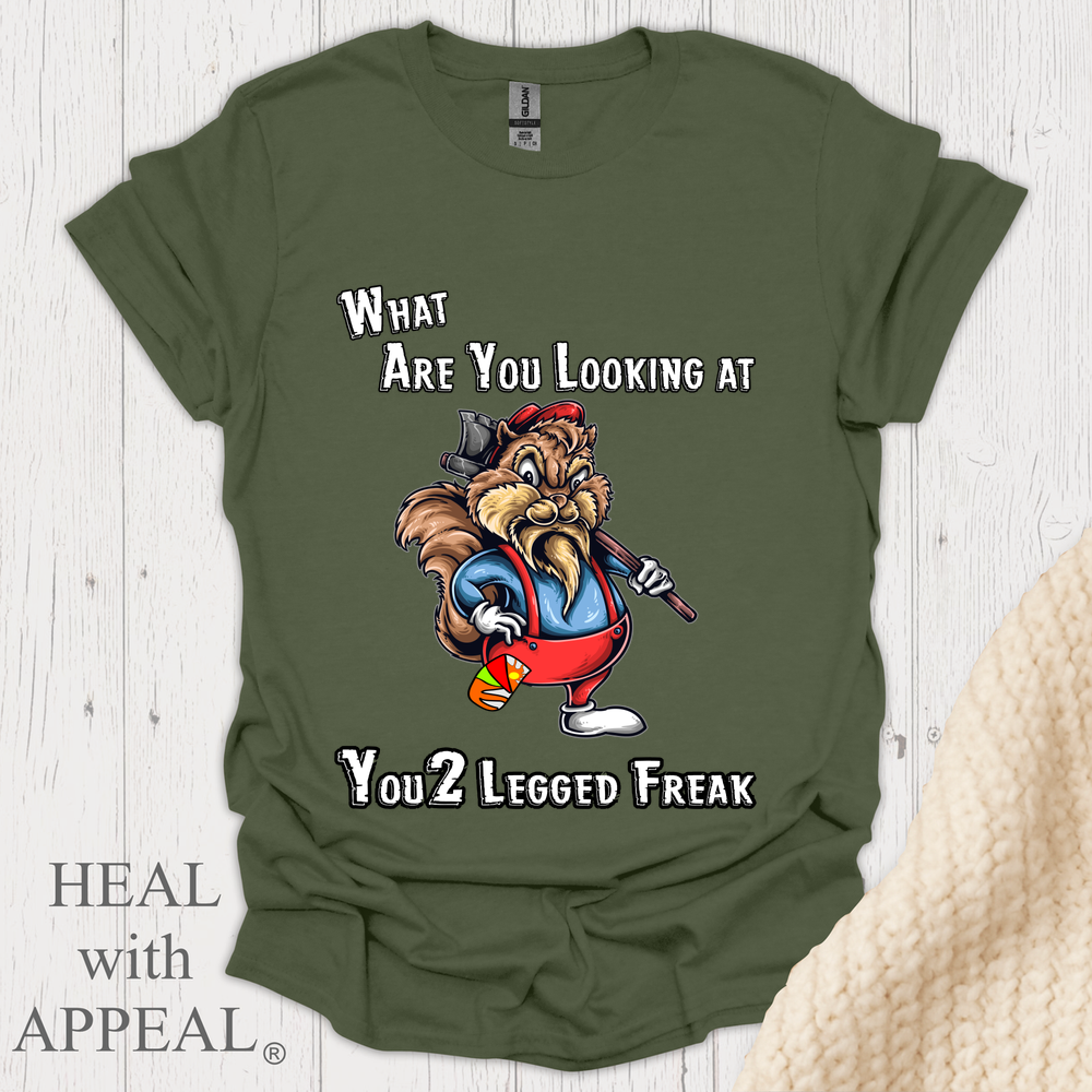 What Are You Looking At V1 Blk Shrt Print - Military Green