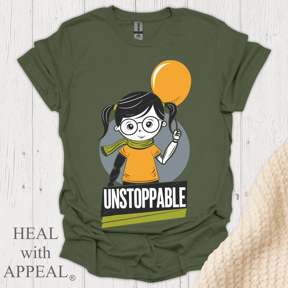 Arm Amputee Girl Unstoppable V1 Print - Military Green